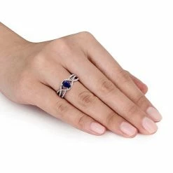 Stella Grace 10k White Gold Diffused Sapphire & 1/6 Carat T.W. Diamond Fashion Ring -Stella Grace Sales unnamed file 8310