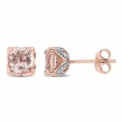 Stella Grace 10k Rose Gold Morganite & Diamond Accent Stud Earrings
