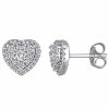 Stella Grace 10K White Gold 1/2 Carat T.W. Diamond Halo Heart Stud Earrings