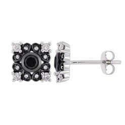 Stella Grace 10k White Gold 1/2 Carat T.W. Black & White Diamond Square Stud Earrings