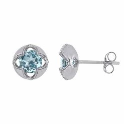 Stella Grace 10k White Gold Blue Topaz Stud Earrings