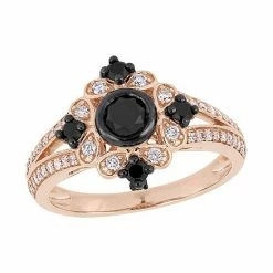 Stella Grace 10k Rose Gold 1 Carat Black & White Diamond Ring
