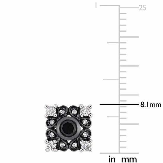 Stella Grace 10k White Gold 1/2 Carat T.W. Black & White Diamond Square Stud Earrings 5 Stella Grace 10k White Gold 1/2 Carat T.W. Black & White Diamond Square Stud Earrings - Image 5