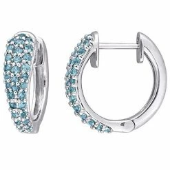 Stella Grace 10k White Gold London Blue Topaz Hoop Earrings