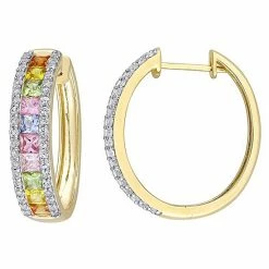 Stella Grace 14k Gold Multicolor Sapphire Hoop Earrings