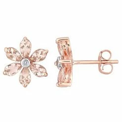 Stella Grace 10k Rose Gold Morganite & Diamond Accent Flower Stud Earrings
