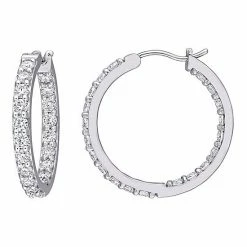 Stella Grace 10k White Gold Lab-Created Moissanite Hoop Earrings