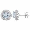 Stella Grace 10k White Gold Sky Blue Topaz & 1/5 Carat T.W. Diamond Swirl Stud Earrings