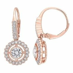 Stella Grace 10k Rose Gold Lab-Created White Sapphire Halo Leverback Earrings