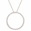 Stella Grace 10k Rose Gold White Sapphire Circle Pendant Necklace