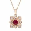 Stella Grace 10k Rose Gold 1/5 Carat Diamond & Ruby Pendant Necklace