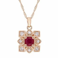 Stella Grace 10k Rose Gold 1/5 Carat Diamond & Ruby Pendant Necklace