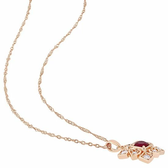 Stella Grace 10k Rose Gold 1/5 Carat Diamond & Ruby Pendant Necklace 3 Stella Grace 10k Rose Gold 1/5 Carat Diamond & Ruby Pendant Necklace - Image 3