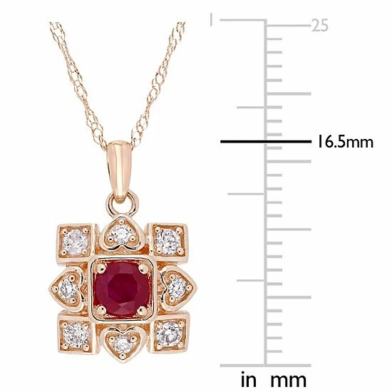 Stella Grace 10k Rose Gold 1/5 Carat Diamond & Ruby Pendant Necklace 5 Stella Grace 10k Rose Gold 1/5 Carat Diamond & Ruby Pendant Necklace - Image 5