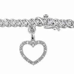 Stella Grace Sterling Silver 1 Carat T.W. Diamond Tennis Bracelet With Heart Charm -Stella Grace Sales unnamed file 848