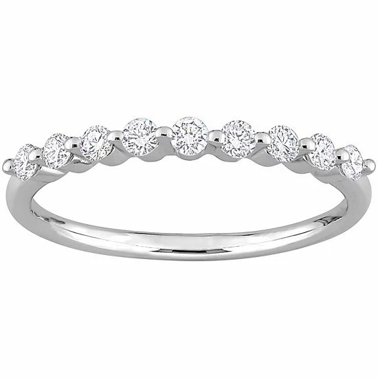 Stella Grace Platinum Over Silver 1/3 Carat T.W. Lab-Grown Diamond Semi-Eternity Ring 1 Stella Grace Platinum Over Silver 1/3 Carat T.W. Lab-Grown Diamond Semi-Eternity Ring