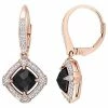 Stella Grace 10k Rose Gold 2 3/8 Carat T.W. Black & White Diamond Halo Earrings
