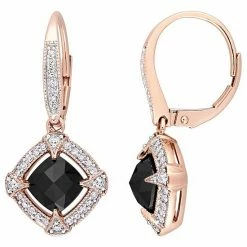 Stella Grace 10k Rose Gold 2 3/8 Carat T.W. Black & White Diamond Halo Earrings