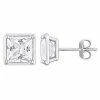 Stella Grace Sterling Silver Lab-Created White Sapphire Square Stud Earrings