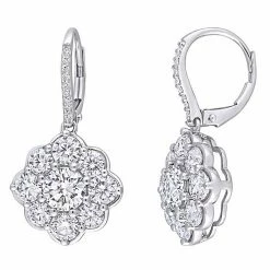 Stella Grace 10k White Gold Lab-Created Moissanite Floral Leverback Earrings
