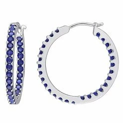 Stella Grace 10k White Gold Lab-Created Sapphire Inside-Out Hoop Earrings