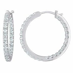 Stella Grace 10k White Gold Aquamarine Inside-Out Hoop Earrings