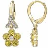 Stella Grace 10K Gold Yellow Sapphire & 1/7 Carat T.W. Diamond Flower Earrings