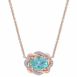 Stella Grace 10K Rose Gold Apatite & 1/10 Carat T.W. Diamond Knot Necklace