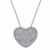 Stella Grace Two Tone Sterling Silver Lab-Created White Sapphire Heart Pendant Necklace