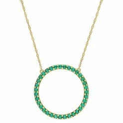 Stella Grace 10k Gold Lab-Created Emerald Circle Pendant Necklace