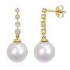 Stella Grace 14k Gold 1/6 Carat T.W. Diamond & South Sea Cultured Pearl Drop Earrings
