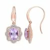 Stella Grace Rose Gold Tone Sterling Silver 1/5 Carat T.W. Diamond & Amethyst Drop Earrings