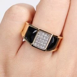 Stella Grace Men's 18k Gold Over Silver Black Onyx & 1/10 Carat T.W. Diamond Ring -Stella Grace Sales unnamed file 8609