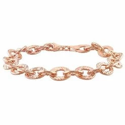 Stella Grace 18k Gold Over Silver 8.8 Mm Hammered Rolo Chain Bracelet 18k Rose Plated -Stella Grace Sales unnamed file 8621