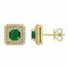 Stella Grace 14k Gold Emerald & 2/5 Carat T.W. Diamond Square Halo Earrings