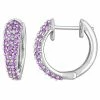 Stella Grace 10k White Gold Pink Sapphire Hoop Earrings