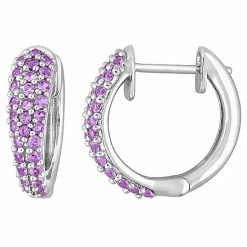 Stella Grace 10k White Gold Pink Sapphire Hoop Earrings