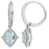 Stella Grace 10k White Gold Sky Blue Topaz, White Sapphire & 1/5 Carat T.W. Diamond Vintage Leverback Earrings