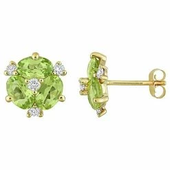 Stella Grace 14k Gold Peridot & 1/4 Carat T.W. Diamond Oval Stud Earrings