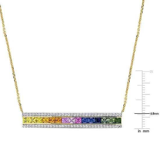 Stella Grace 14k Gold Multicolor Sapphire Bar Necklace 4 Stella Grace 14k Gold Multicolor Sapphire Bar Necklace - Image 4