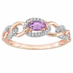 Stella Grace 10k Two-Tone Gold Amethyst & 1/8 Carat T.W. Diamond Link Ring