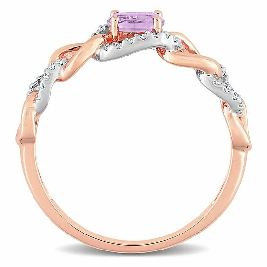 Stella Grace 10k Two-Tone Gold Amethyst & 1/8 Carat T.W. Diamond Link Ring 3 Stella Grace 10k Two-Tone Gold Amethyst & 1/8 Carat T.W. Diamond Link Ring - Image 3