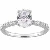 Stella Grace 10k White Gold Lab-Created White Sapphire Oval-Cut Engagement Ring