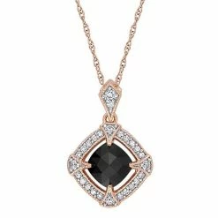 Stella Grace 10k Rose Gold 1 1/8 Carat T.W. Black & White Diamond Halo Pendant Necklace