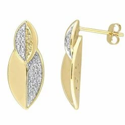 Stella Grace 10k Gold 1/10 Carat T.W. Diamond Leaf Earrings