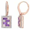 Stella Grace 10k Rose Gold Amethyst White Topaz & 1/10 Carat T.W. Diamond Leverback Earrings