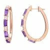 Stella Grace 10k Rose Gold Amethyst White Topaz Hoop Earrings