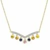 Stella Grace 14k Gold Multi-Sapphire & 1/10 Carat T.W. Diamond Necklace