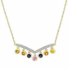 Stella Grace 14k Gold Multi-Sapphire & 1/10 Carat T.W. Diamond Necklace