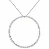 Stella Grace 10k White Gold White Sapphire Circle Pendant Necklace